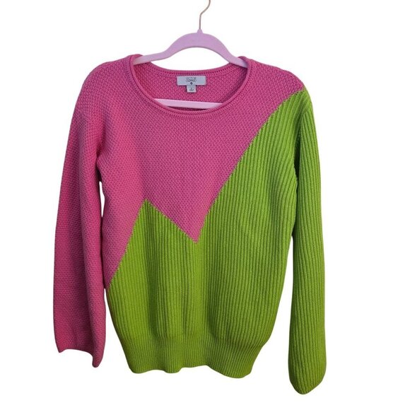 Victor Glemaud X Target Pink Green Asymmetric Relaxed Pullover Sweater Size S - Picture 2 of 9